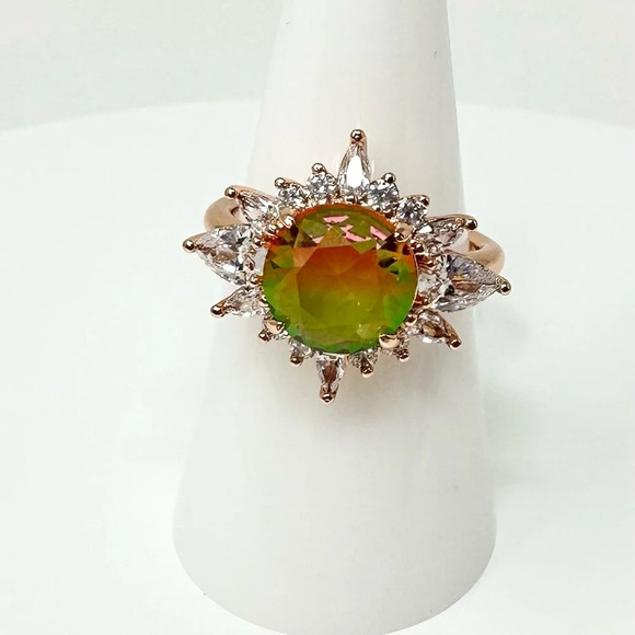 Bomb Party Rising Sun of Creation  Watermelon Tourmaline Rose Gold Ring NWT - Picture 1 of 3